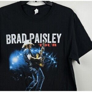 Brad Paisley black tour shirt size large — 2021 tour cities listed on back